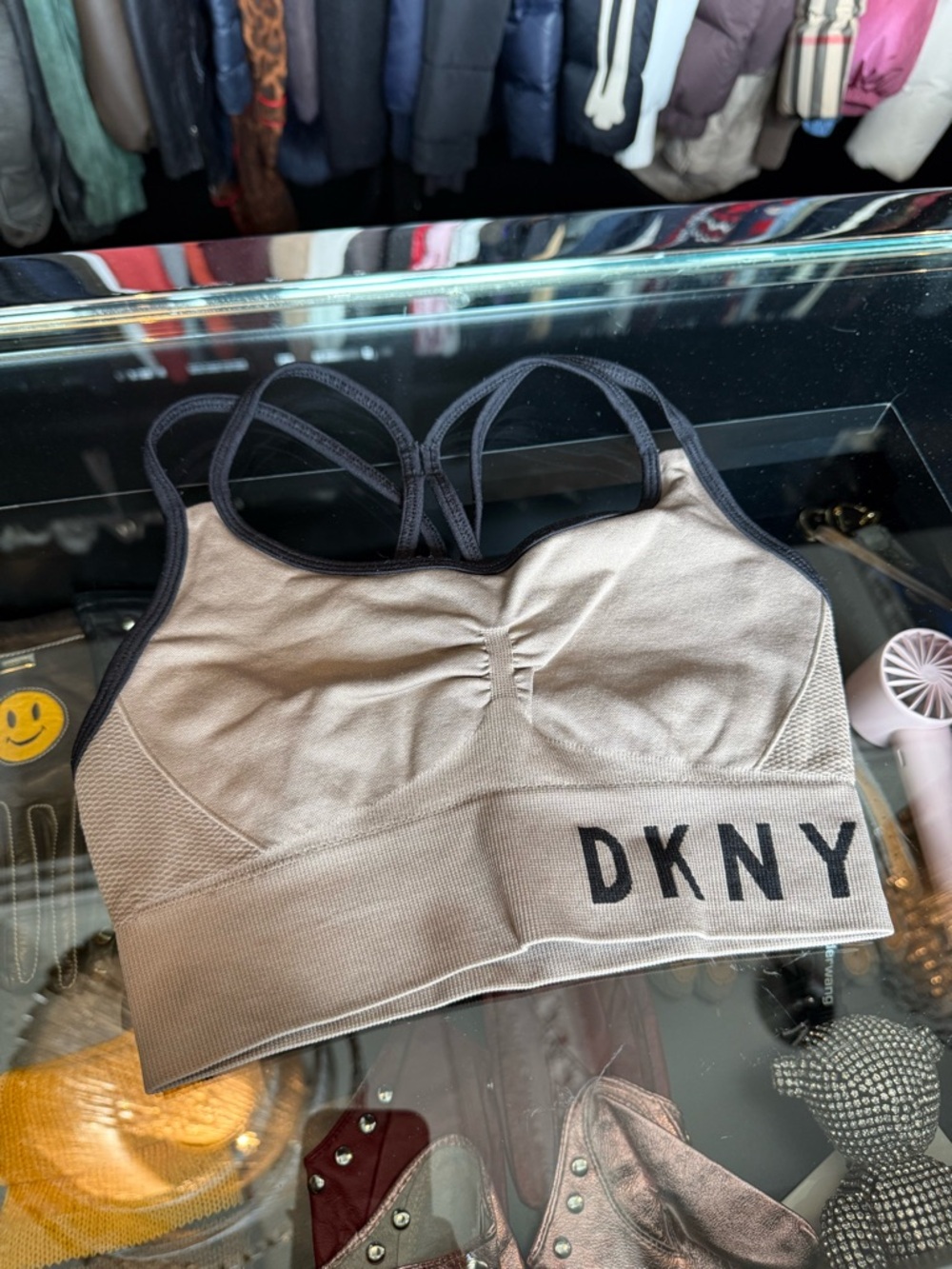 DKNY Sports Bra with Black Trim and Logo